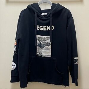 Jeep Black "Legend" Graphic Hoodie with Sleeve Patches